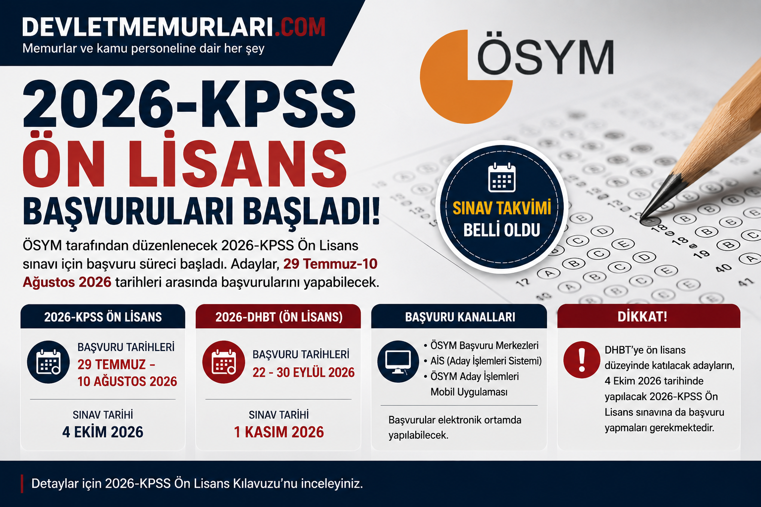2026 KPSS Ön Lisans Başvuruları Başladı! İşte Başvuru ve Sınav Takvimi