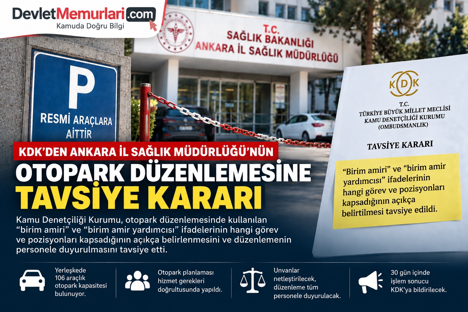 KDK’den Ankara İl Sağlık Müdürlüğünün otopark düzenlemesine ilişkin tavsiye